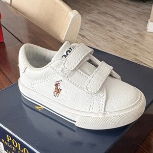 Polo by Ralph Lauren Kids White Leather Velcro Casual Sneakers